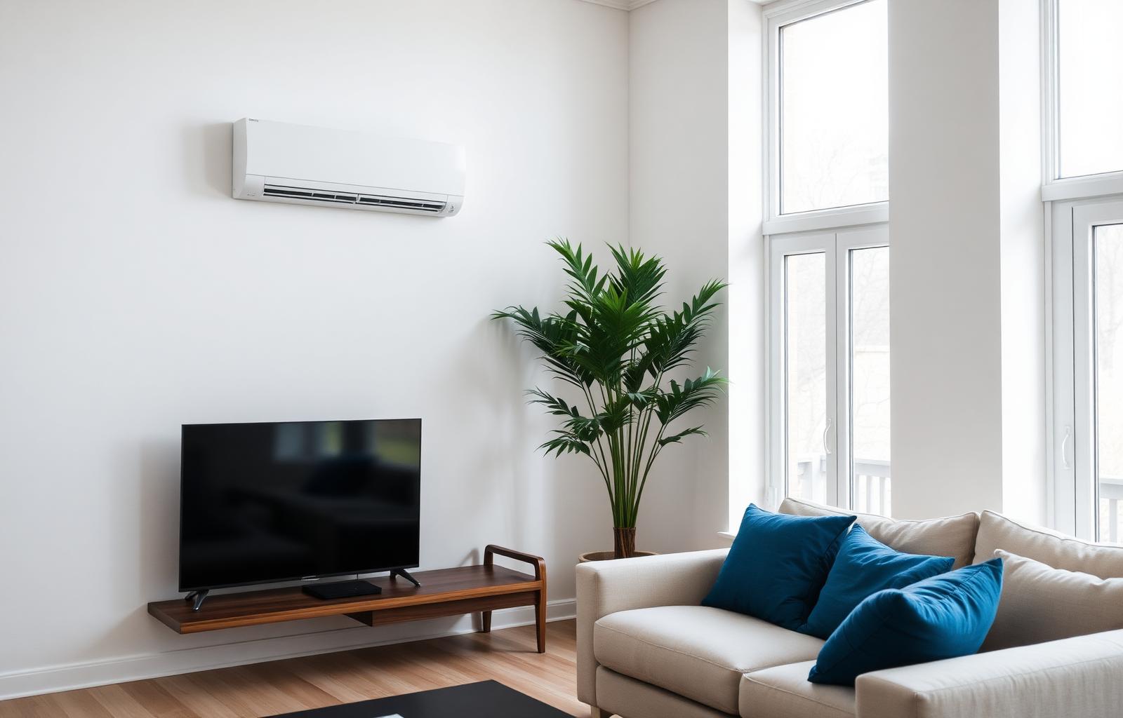 Intérieur lumineux avec climatiseur Ecoclim mural